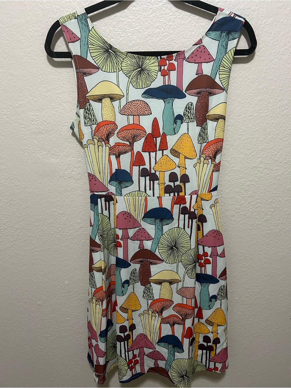 L.A. Soul Mushroom Print Sleeveless Fit & Flare Dress Size Medium Cottagecore